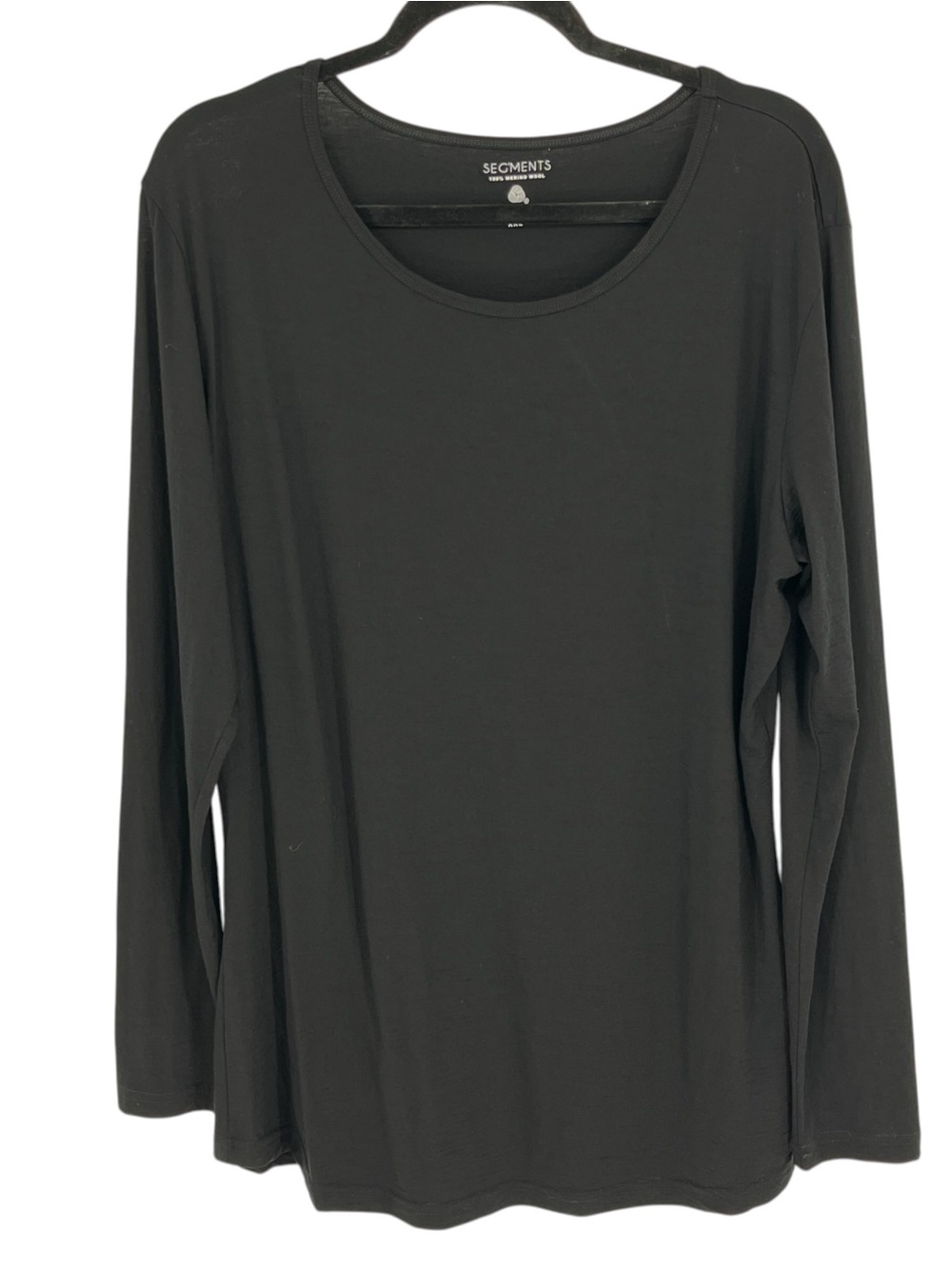Seg'ments 100% Merino Wool Long Sleeve Crew Neck Top Black XXL Pure New Wool